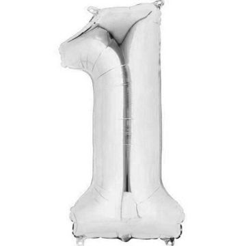 Folie Ballon 1 Zilver 43cm