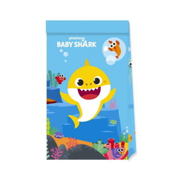 Papieren uitdeelzakjes Baby Shark - 4 stuks