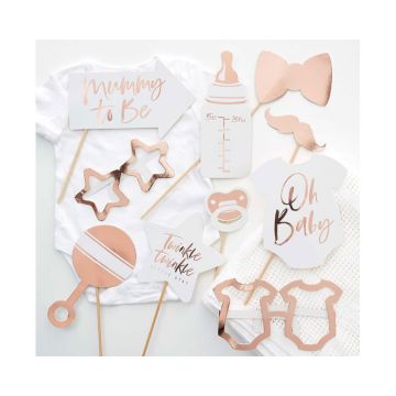 * Photobooth Props Babyshower Roségoud Ginger Ray (10st)