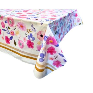 Plastic Tafelkleed Bloemen - 108x180cm 