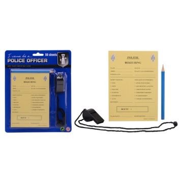 Politie bonnenboekje met potlood en fluit