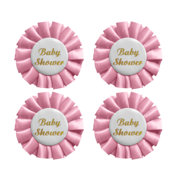 Rozetten Babyshower Roze (4st)