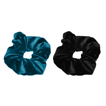 Scrunchie Haarelastiek Turquoise & Zwart (2st) 