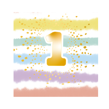 Servetten 1st Birthday Rainbow (16st) 