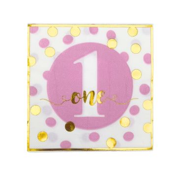 Servetten One Roze/Goud (20st) 