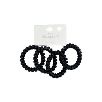 Haarelastiekjes Spiraal Dik Zwart (4st) 