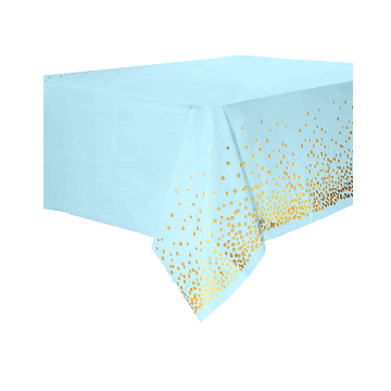 Plastic Tafelkleed Dots Blauw/Goud 