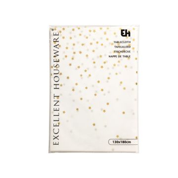 Tafelkleed Wit met gouden sterren 