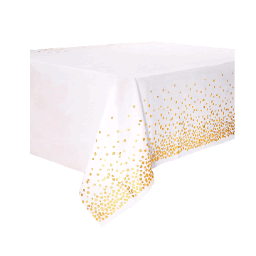 Plastic Tafelkleed Wit en Goud 