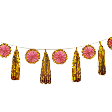 Tassel & Waaier Slinger Roze/Goud 