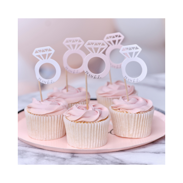 Ring Cupcake Toppers - Team Bride Ginger Ray (12st)