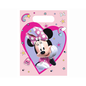 Uitdeelzakjes Minnie Mouse met kleurrijke print, verpakt per 6 stuks
