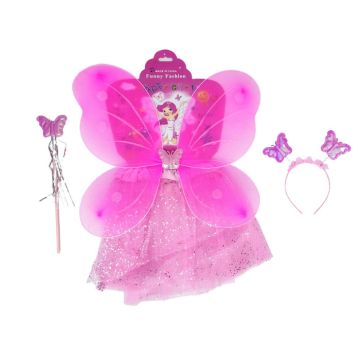 Vlinder Vleugels set met tutu Roze (4dlg) 