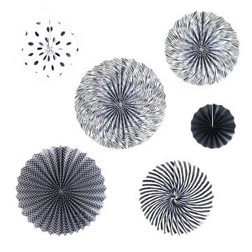 Deco Waaiers Zwart 6dlg