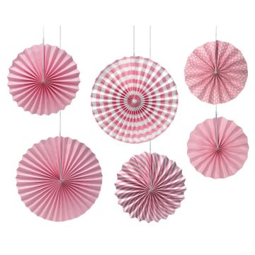 Deco Waaiers Roze 6dlg 