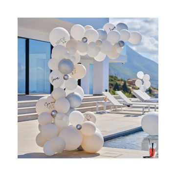 Ballonnenboog Wit & Zilver Hen Party Ginger Ray