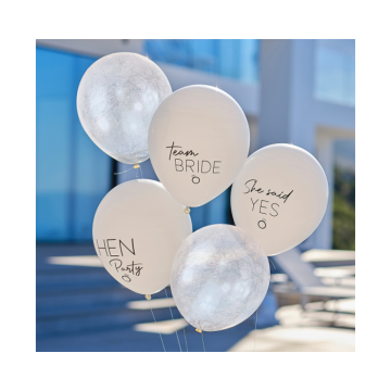 Ballonnen Hen Party Zilver, Wit & Nude Ginger Ray (5st) 