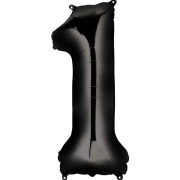 Folieballon Cijfer 1 Zwart XL 