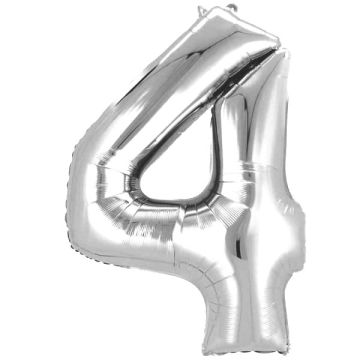 Folie Ballon 4 Zilver 40cm