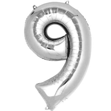 Folie Ballon 9 Zilver 40cm