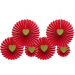 Deco Waaierset Rood met gouden hartjes - 6 stuks