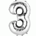 Folieballon 3 Zilver XL