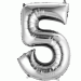 Folieballon 5 Zilver XL