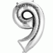 Folieballon 9 Zilver XL