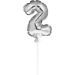 Mini Folieballon Caketopper Zilver Cijfer 2