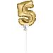 Mini Folieballon Caketopper Goud Cijfer 5