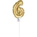 Mini Folieballon Caketopper Goud Cijfer 6