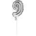Mini Folieballon Caketopper Zilver Cijfer 9