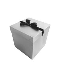 Cadeaudoos Zilver + Zwarte Strik - 15cm