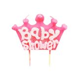 Kaars Babyshower Kroon Roze