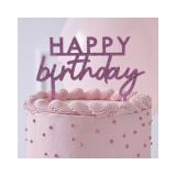 Glitter Caketopper Happy Birthday Acryl Roze Ginger Ray