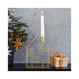 Metalen Huis Kaarshouder Goud