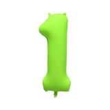 Folieballon Cijfer 1 Neon Groen