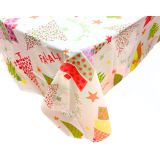 Plastic Tafelkleed Kerst Rendier Rood & Wit