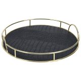Dienblad Rond Zwart/Goud  (30x5cm)