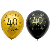 Ballonnen 40 Jaar Goud & Zwart (10st) 