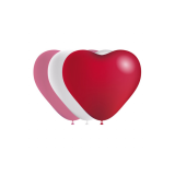 Ballon Hart Rood-Wit-Roze - 10 stuks