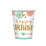 Bekers Boho Happy Birthday - 8st