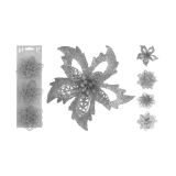 Bloem op clip Glitter Zilver (3st)