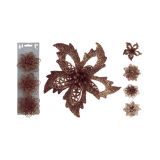 Bloem op clip Glitter Bruin (3st) 