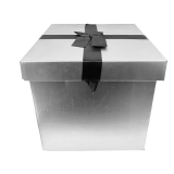Cadeaudoos XL Zilver + Zwarte Strik