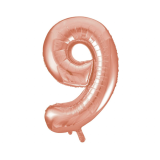 Folieballon Cijfer 9 Roségoud XL 