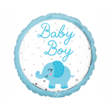 Folieballon Baby Boy Olifant Rond (43cm)