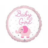 Folieballon Baby Girl Olifant Rond (43cm)