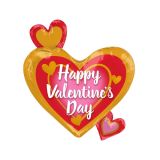 Folieballon Hart Happy Valentine's Day Pink & Red