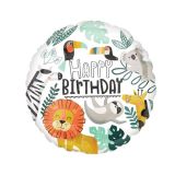 Folieballon Happy Birthday Jungle Dieren (45cm)